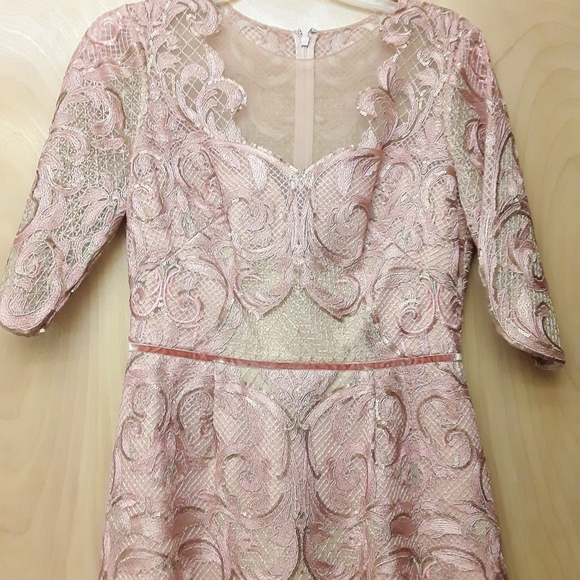 Marchesa Notte Blush Pink Lace Embroidered Dress New Tags Sz 6 - Picture 2 of 16